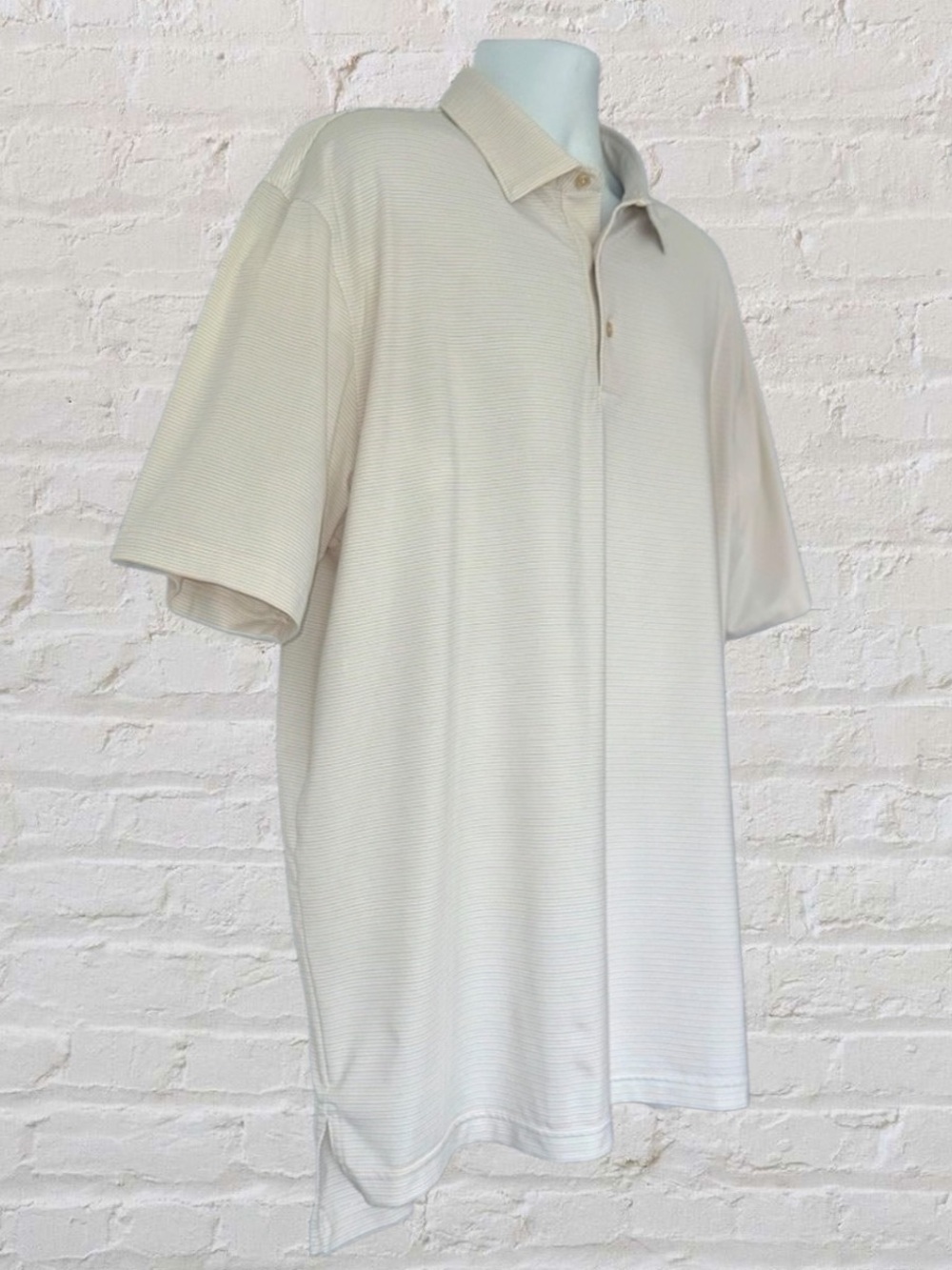 Peter Millar Summer Comfort Polo Shirt Men’s XL Cream Stripe Golf Performance - Picture 6 of 12